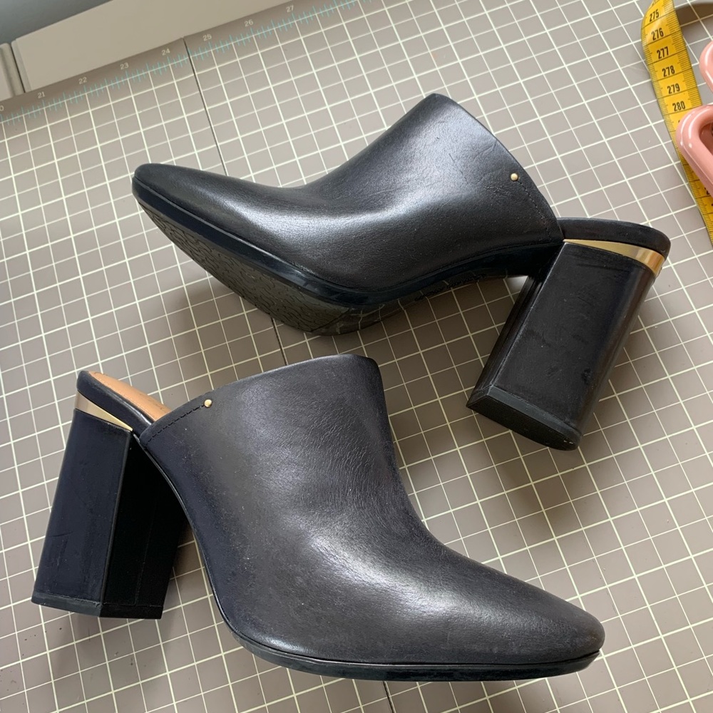 Calvin Klein black leather mules. Size 8.5